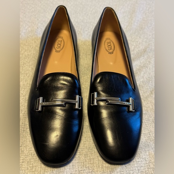 Tod's Size 41 11 Black Leather Double T Smoking Slippers - Picture 4 of 9